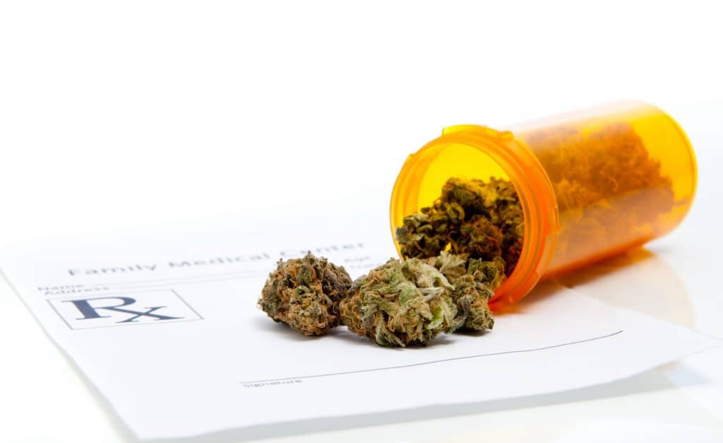 image of medical marijuana on rx pad