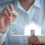 Check mark completed for home buying checklist. home loan, tax, mortgage, buy, rent and property investment.